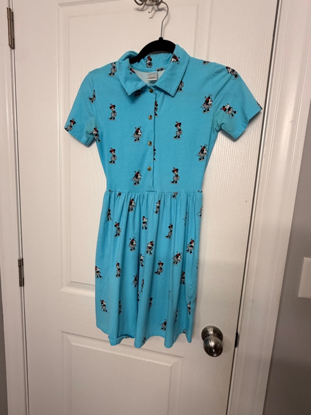Disney Light Blue Short-Sleeve Collared Mini Dress